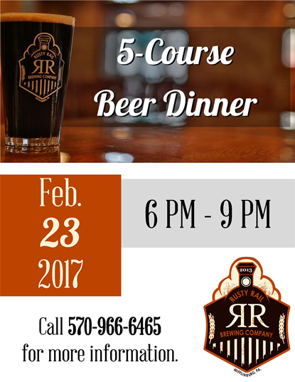 Rusty Rail Brewing Company Beer Dinner Feb 23 2017