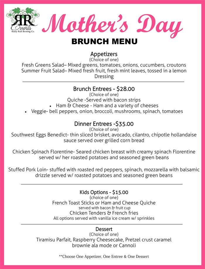 2021 Mother's Day Brunch | Rusty Rail Brewing Company